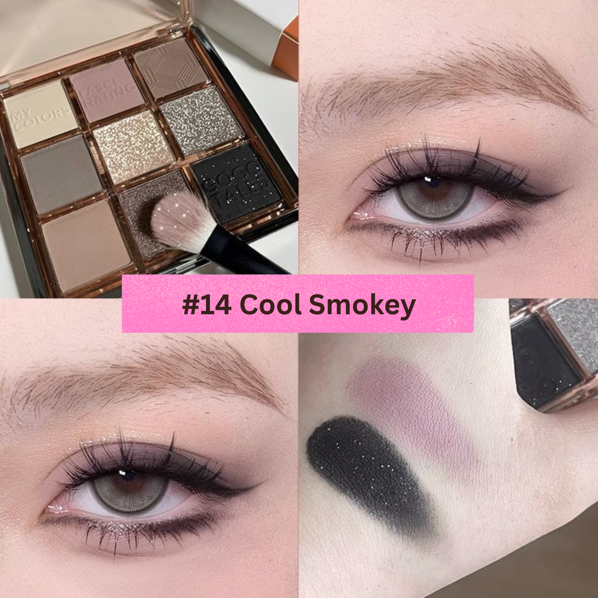 MUGELEEN 9-Quad Matt and Shimmers Mixed Palette
