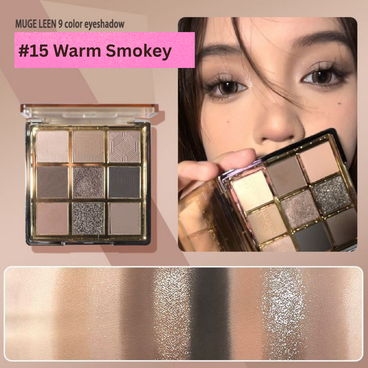 MUGELEEN 9-Quad Matt and Shimmers Mixed Palette