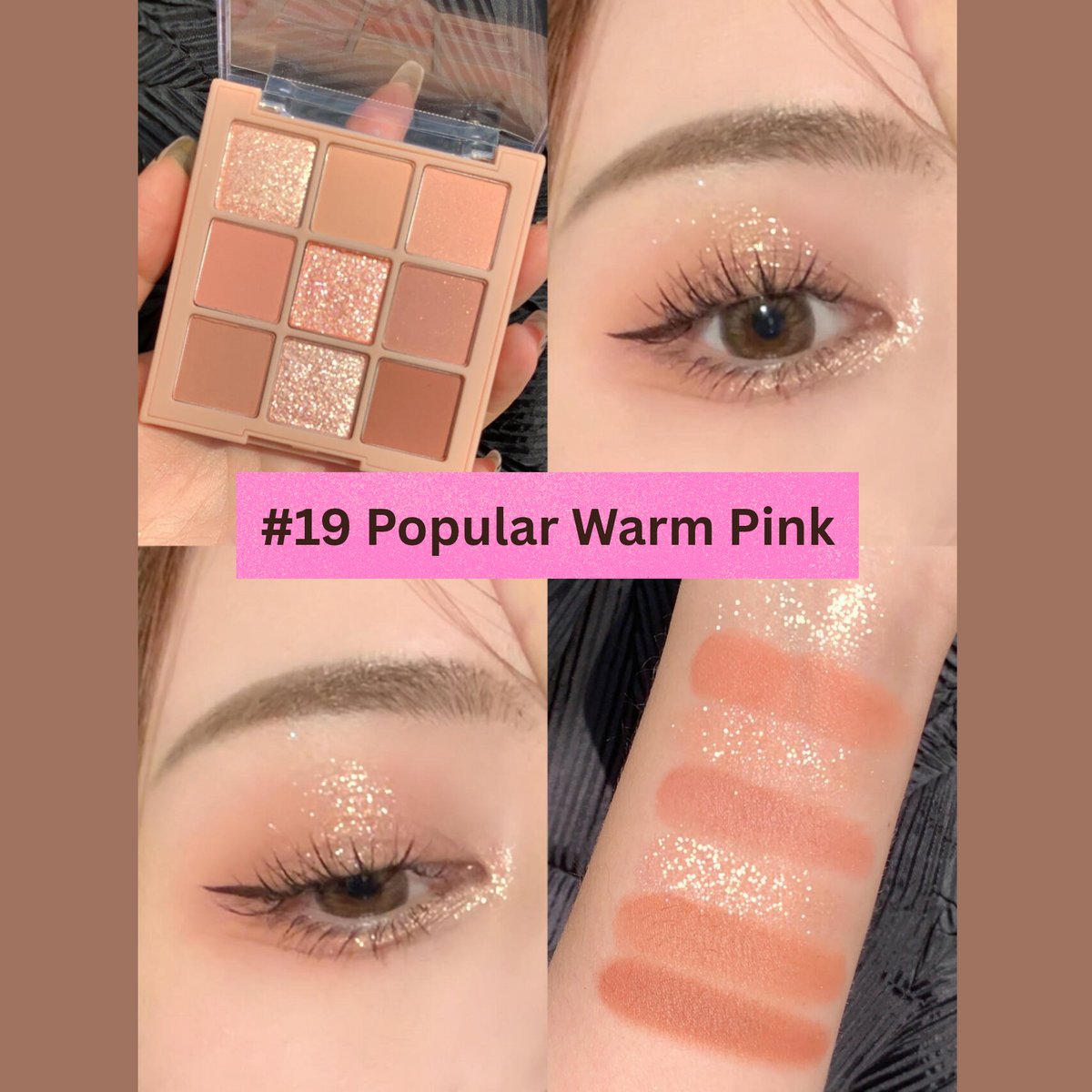 MUGELEEN 9-Quad Matt and Shimmers Mixed Palette