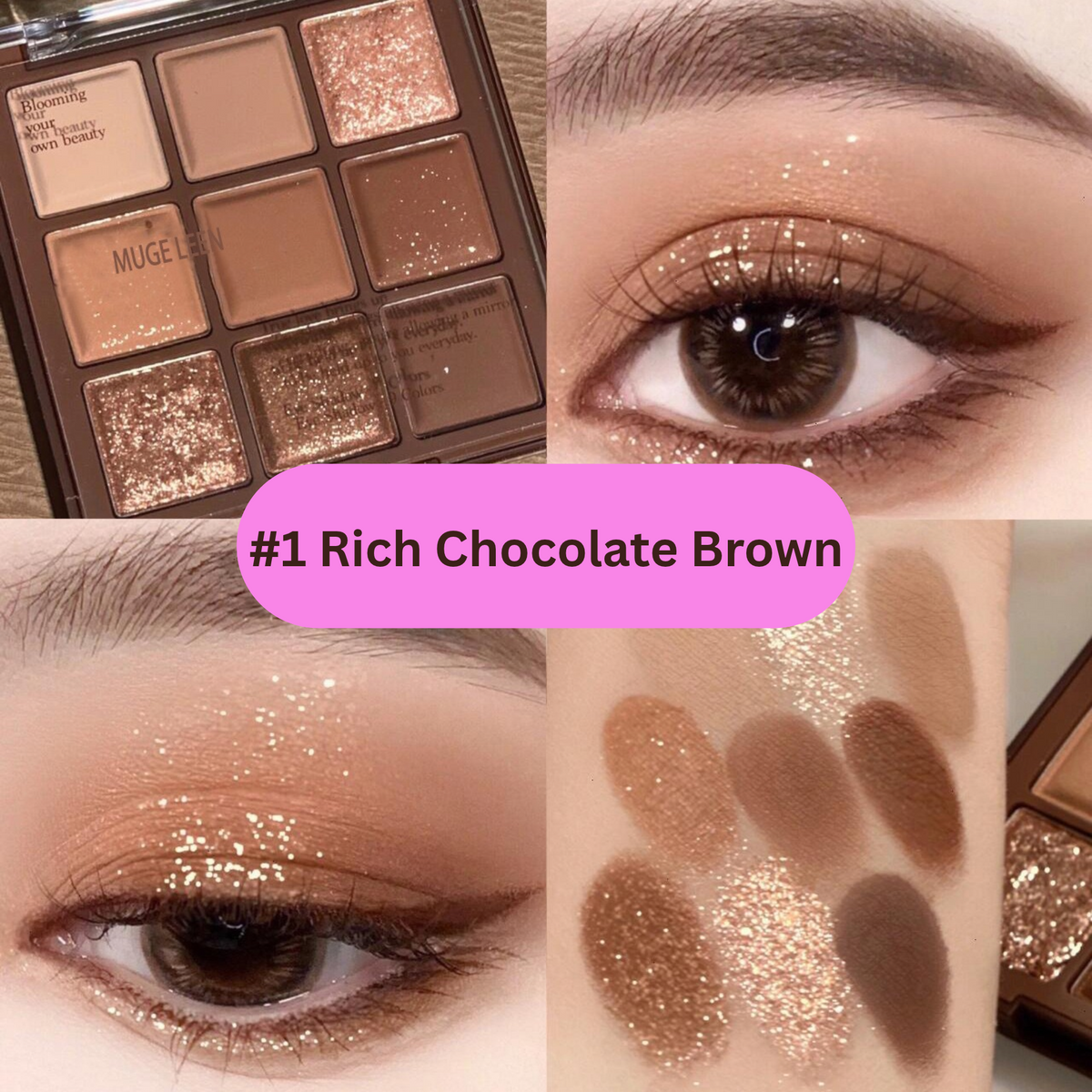 MUGELEEN 9-Quad Matt and Shimmers Mixed Palette