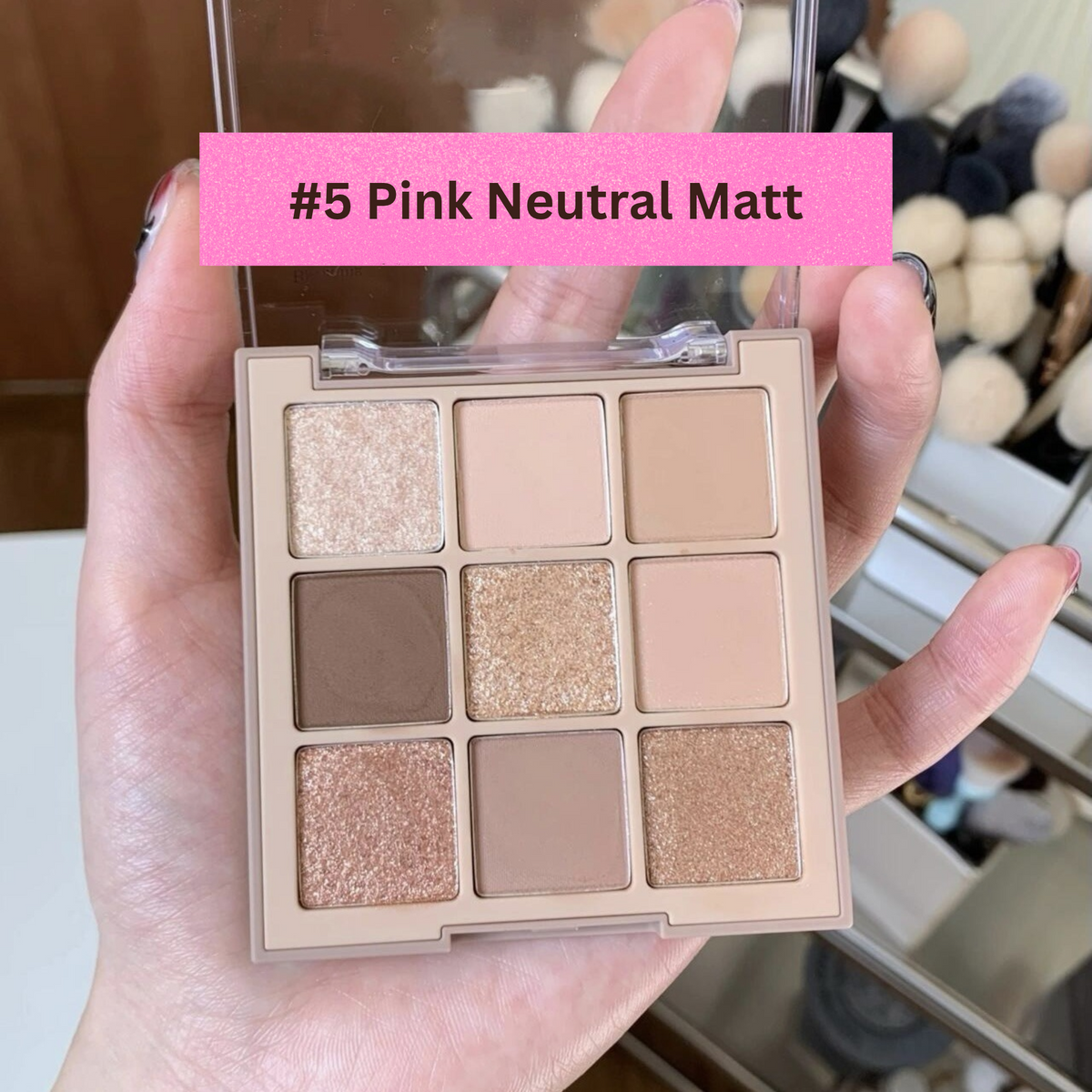 MUGELEEN 9-Quad Matt and Shimmers Mixed Palette